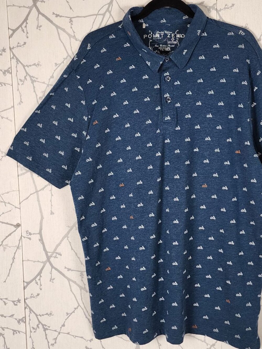 Point Zero Scooter Print Cotton Jersey Polo Shirt